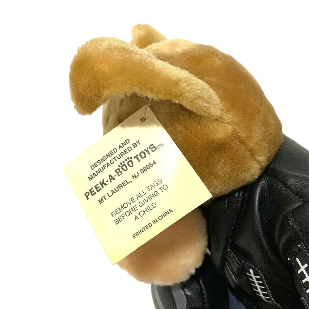 Peek A Boo Toys Plush Bulldog Wearing Faux Leather Jacket 9" Stuffed Dog Animal - Picture 5 of 6